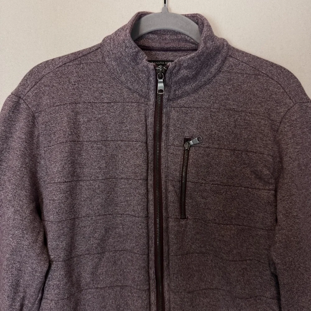 Banana Republic Jacket Mens Small Purple Knit Full Zip Bomber‎ Pockets Casual